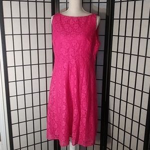 Chaps Pink Lace Overlay Dress